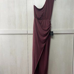 Lulus Take Me Out Washed Plum One-Shoulder Maxi Dress